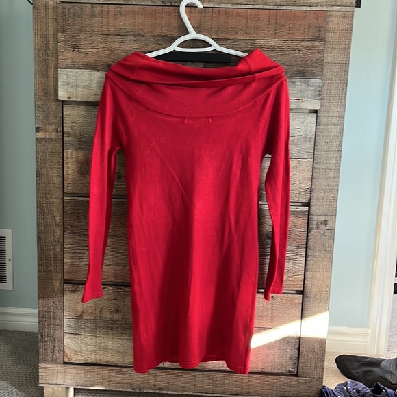 Crimson red long sleeved shirt dress size M - Picture 2 of 2